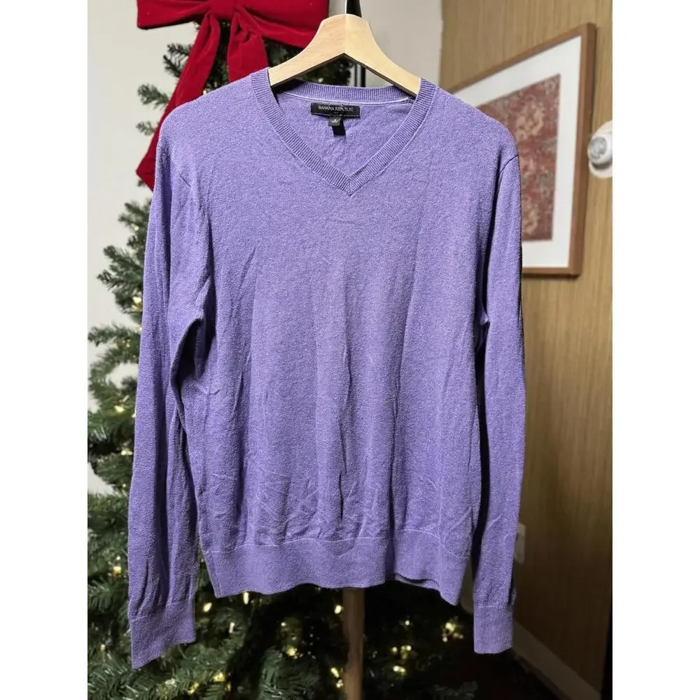 Men's Purple V-Neck Sweater